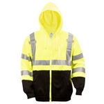 Yellow Two Tone Zip Up Hooded Sweatshirt