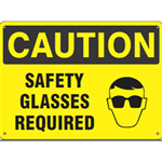 Caution Safety Glasses Required Sign