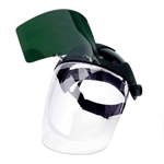 DP4 Multi-Purpose Faceshield. Black Crown, Ratchet Headgear with a Clear Anti-Fog Window & Shade 5 IR Flip Front Window
