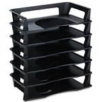 Six Tier Black Plastic Letter Tray