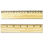 12" Flat Wood Ruler w/Double Metal Edge Clear Lacquer Finish 3/Pack