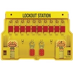10-Lock Padlock Station, Anodized Aluminum Padlocks
