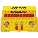 10-Lock Padlock Station, English/Spanish, Anodized Aluminum Padlocks