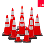 CONE ORANGE ROAD CONE WITH STRIPES - 36"