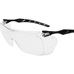 OVER-THE-GLASS CLEAR LENS, FROSTED GRAY FRAME VISITOR SPECS SAFETY GLASSES - CLEAR