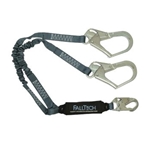 Elastic Energy Absorbing Lanyard, Double-leg with Steel Connectors