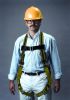 Stretchable tower climbing harness w/ body belt w/ 2 accessory rings back pad & mating-buckle legs Universal Green