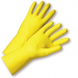 Economy 16mil 12" Flocklined Yellow Latex Glove