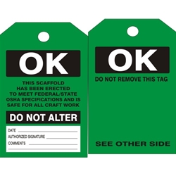 Green Scaffold Tag 25/Pk