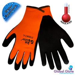 Ice Gripster® - Black foam etched rubber on water repellent high visibility yellow brushed acrylic terrycloth