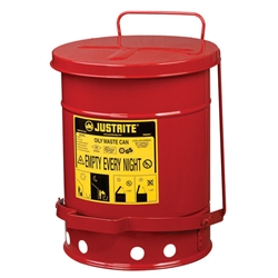 6 Gal Oily Waste Can w/ Foot Operated Cover Red