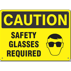 Caution Safety Glasses Required Sign