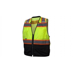 RVZ4420B Type R - Class 2 Hi-Vis Lime Safety Vest with Black Bottom