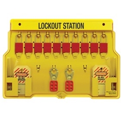 10-Lock Padlock Station, Anodized Aluminum Padlocks