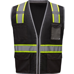 Heavy Duty Black 6-Pocket High Visibility Vest