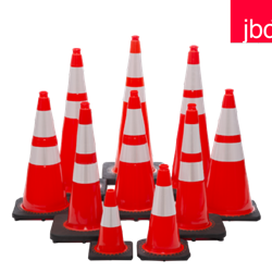 CONE ORANGE ROAD CONE WITH STRIPES - 36"