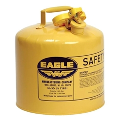 5 Gallon Steel Safety Can for Diesel, Type I, Flame Arrester, Yellow