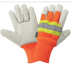 High Visibility Cowhide Leather Insulated Glove w/ Knit Wrist