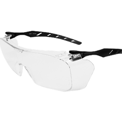 OVER-THE-GLASS CLEAR LENS, FROSTED GRAY FRAME VISITOR SPECS SAFETY GLASSES - CLEAR