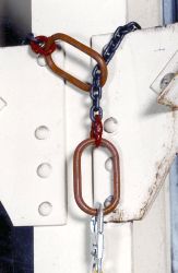 Cross-arm strap w/ 2" polyester webbing 2" D-ring through 3" D-ring 400-lb. capacity 3'